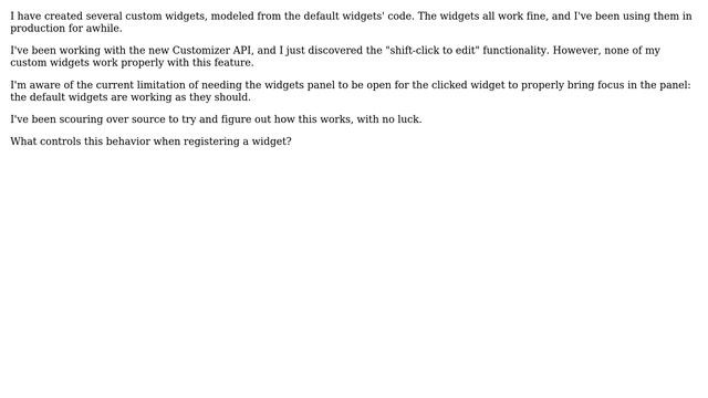 Wordpress: How to enable "shift-click to edit this widget" functionality on a custom widget? смотреть онлайн