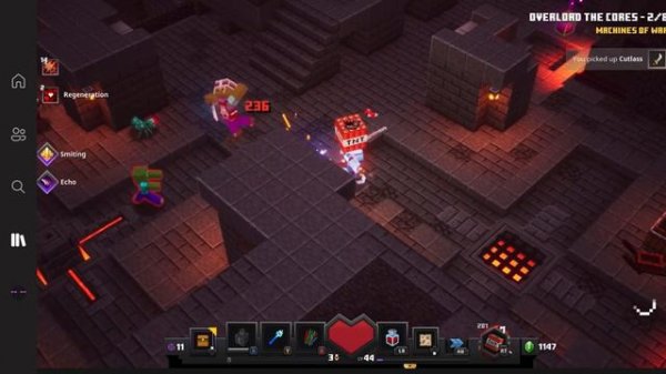 Redstone monstrosity bossfight in Minecraft dungeons