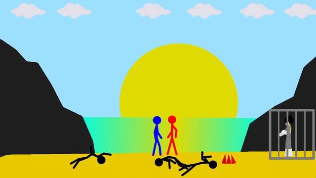 Watergirl and Fireboy- Stickman Animation- Deserted Island Part 2- Save Your Friend смотреть онлайн