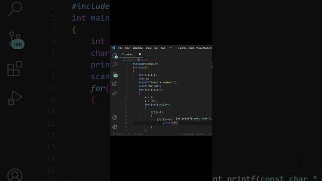 print the Alphabet & number triangle |code_with_shamsi |#coders #ctutorials#codm#shortsvideo#viral смотреть онлайн