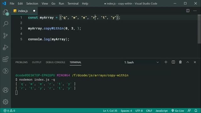 Using the Array "copyWithin" method - JavaScript Tutorial смотреть онлайн