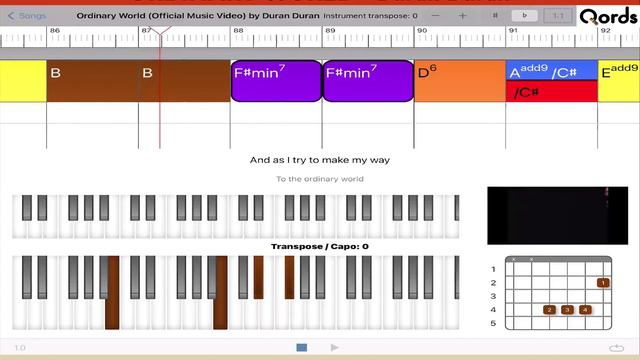 Ordinary World - Duran Duran [ original key = B ] playalong tutorial video #Qords смотреть онлайн