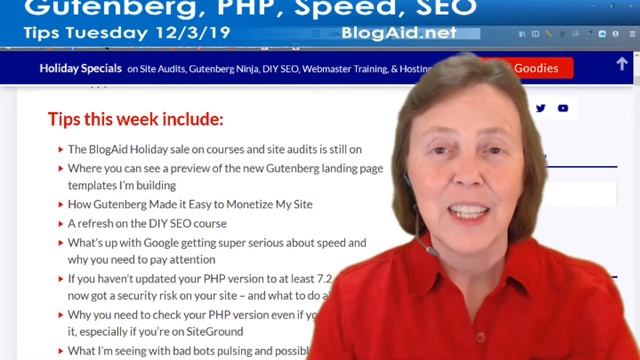 Easy Gutenberg, PHP 7.3, Site Speed, Personalized SEO - Tips Tuesday Live 12/3/19 смотреть онлайн