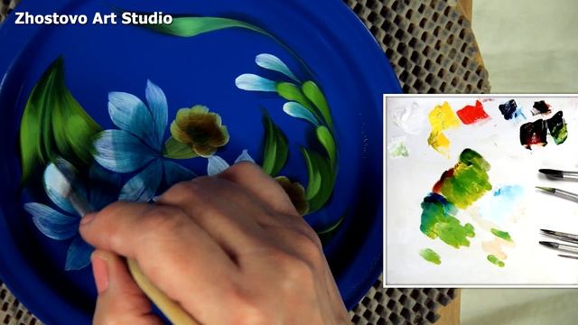 Как нарисовать цветы Нарциссы. Мастер-класс от Художника из Жостово Ларисы Гончаровой смотреть онлайн