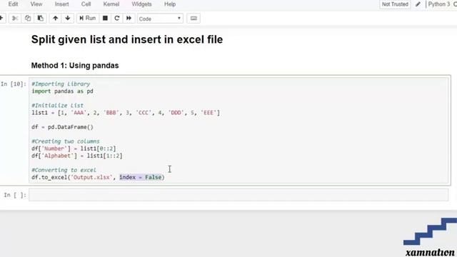 Split given list and insert in excel file-using pandas смотреть онлайн
