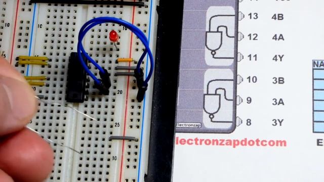 Quick 7400 74HC00 Quad 2 input NAND logic gate integrated circuit IC demonstration by electronzap смотреть онлайн