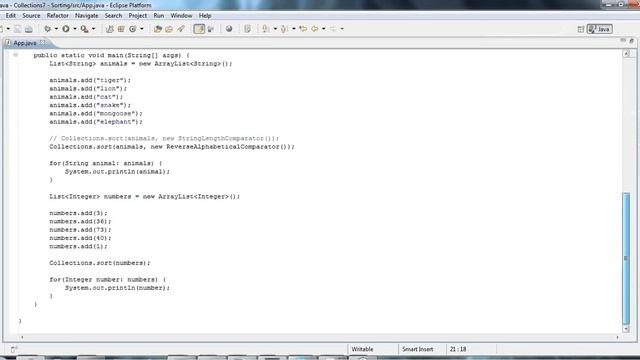 Sorting Lists using Comparators: Java Collections Framework Tutorial Part 7 смотреть онлайн