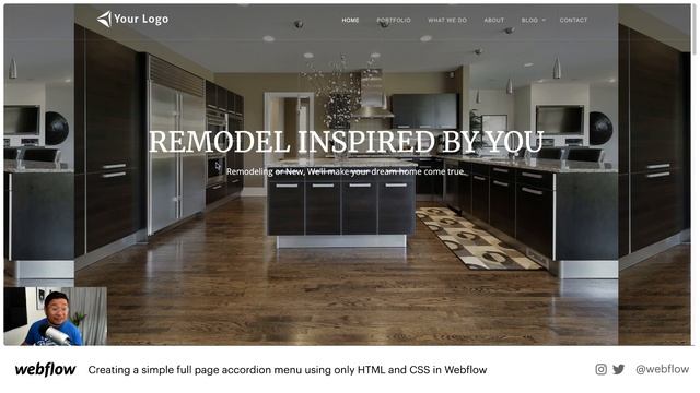 Creating a simple full page accordion menu using only HTML and CSS in Webflow смотреть онлайн