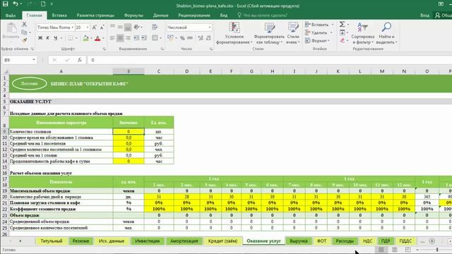Бизнес-план кафе в Excel за 1.5 часа: 1 урок. Шаблон, правила работы c Excel смотреть онлайн