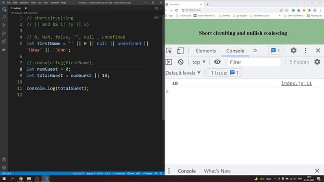 Logical Short-Circuiting and Nullish coalescing in JS | TRICKS with short-circuit evaluation смотреть онлайн