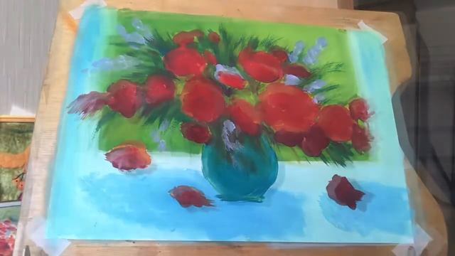 Живопись. Гуашь. Маки. Painting. Gouache. Poppies. смотреть онлайн