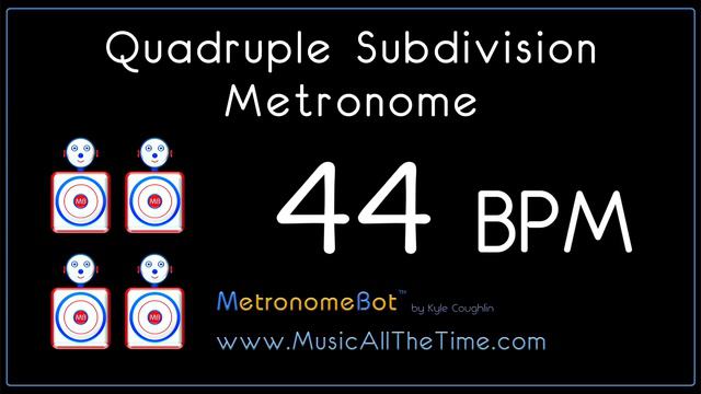 Quadruple subdivision metronome at 44 BPM MetronomeBot смотреть онлайн