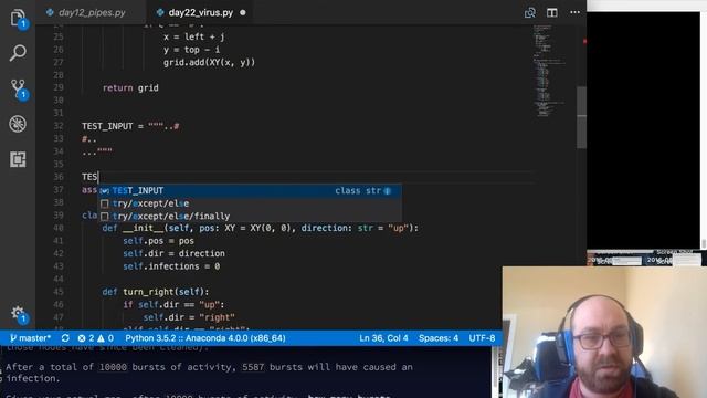 Joel Grus - Advent of Livecoding - 2017 Day 22 смотреть онлайн