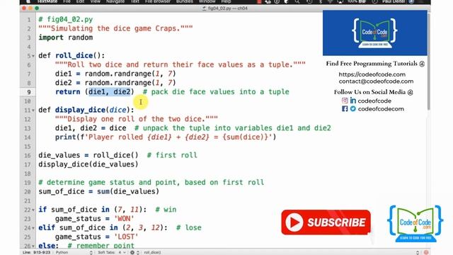 Learn Python | Chapter 04: Functions Ep.4: Case Study A Game of Chance | CodeOfCode смотреть онлайн
