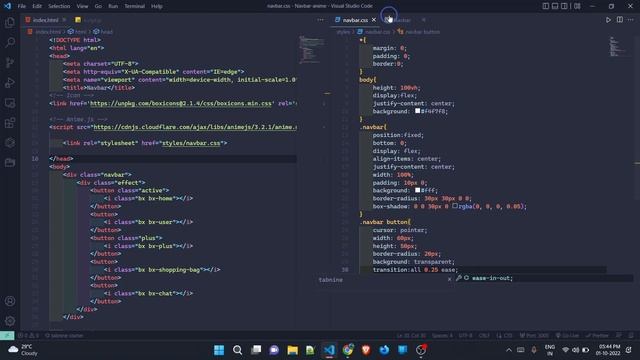 Navbar using HTML, CSS & Anime.js смотреть онлайн