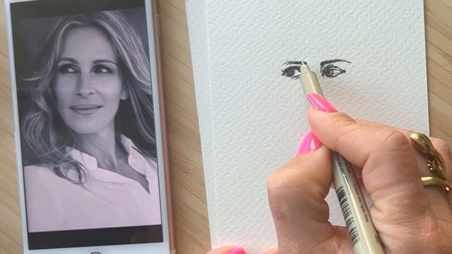 ASMR drawing | How to draw Julia Roberts beautiful face | drawing actress смотреть онлайн