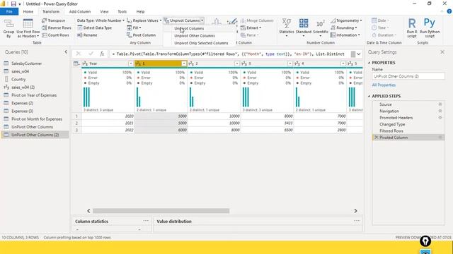 Transpose, Pivoting and Unpivoting in Power BI смотреть онлайн