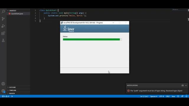 Visual Studio Code Java: The "path" argument must be of type string. Received type object. смотреть онлайн
