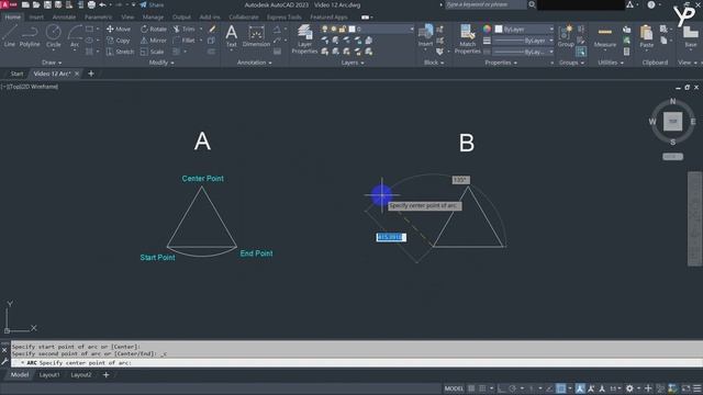 AutoCAD Video 12 - Tips of AutoCAD Arc Command смотреть онлайн