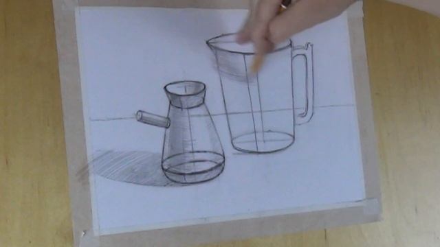 Линейно-конструктивный рисунок натюрморта из двух предметов конической формы. Часть 2 смотреть онлайн