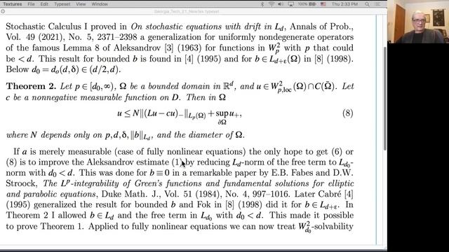 VAPS35:"On Aleksandrov type estimate for elliptic and parabolic equations with irregular drift" смотреть онлайн