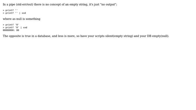 STDOUT + STDERR output ... is there any difference between considering the output to be an empty... смотреть онлайн