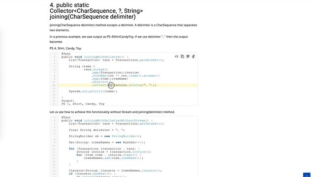 Learn about Collectors joining(3 overloaded methods) with examples смотреть онлайн