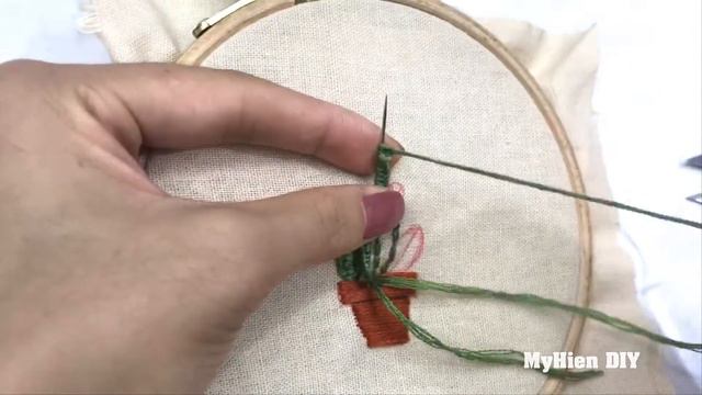 How To Embroider Simple Cactus Step By Step |  Hand Embroidery | Embroidered 3D