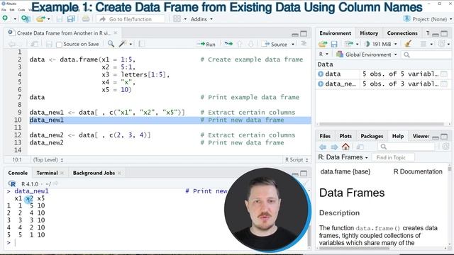 Create Data Frame from Another Existing Data Set in R (2 Examples) | Column Names & Index Position смотреть онлайн