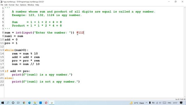 Spy number in python смотреть онлайн