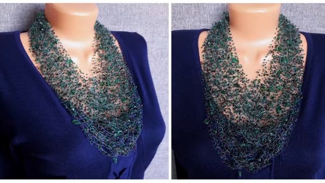 Воздушное колье и серьги из кварца и бисера "Апатит" (19100) смотреть онлайн