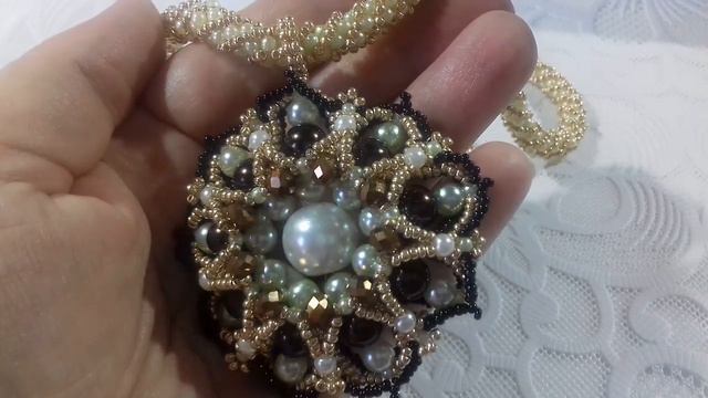Мои работы. Кулон ''Жемчужина'' pendant bead #beadednecklace смотреть онлайн