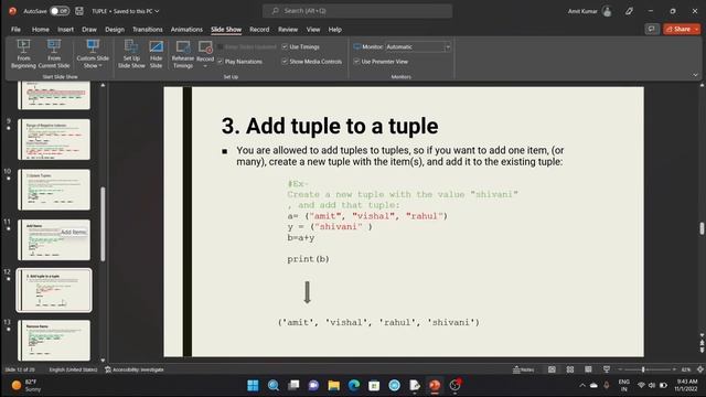 Remove tuple in hindi|Add tuple to tuple in python #avitsupaul #pythontuple @programmingwithamit смотреть онлайн