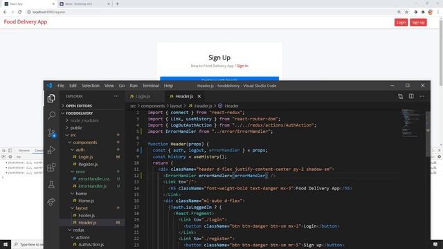React Redux Authentication - Error Handler - Food Delivery Part 7 смотреть онлайн