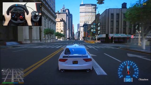 Audi RS7 Sportback - GTA 5 New York Map Mod Gameplay - Realistic Driving with Logitech G29 смотреть онлайн
