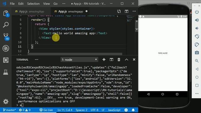 #2 - HELLO WORLD ON REAL DEVICE AND EMULATOR | REACT NATIVE TUTORIALS WITH EXPO IN HINDI смотреть онлайн