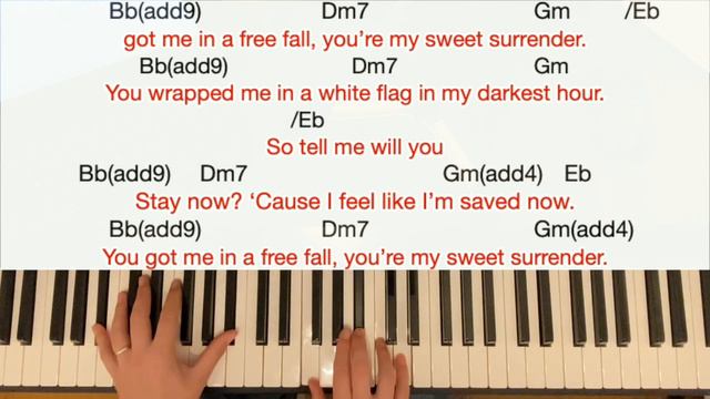 Piano Playalong SWEET SURRENDER by Against The Current with lyrics, chords and melody guide смотреть онлайн