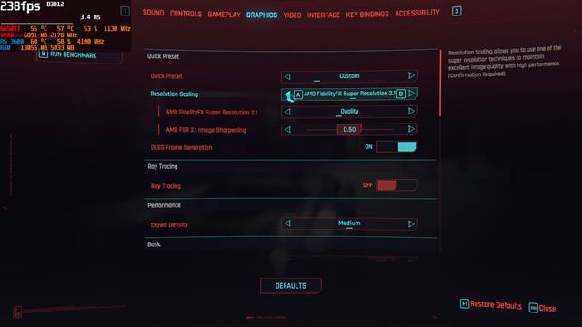 FSR3 FG MOD Сyberpunk 2077 | Ryzen 5 3600 - RX 6650 XT | смотреть онлайн