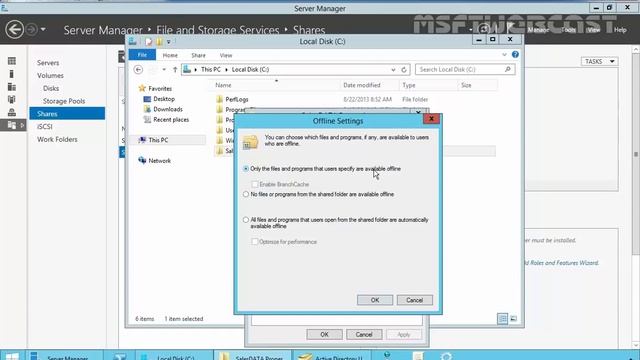 How to configure offline files Windows server 2012 R2 Part I смотреть онлайн