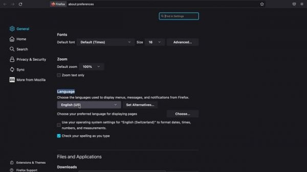 How to change Firefox browser's language on Mac