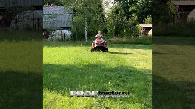 Стрижка травы садовым тракторов Husqvarna без травосборника смотреть онлайн