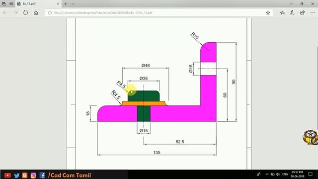 Auto CAD 2019 | Tamil Tutorial 41 | 2D Ex_15 смотреть онлайн