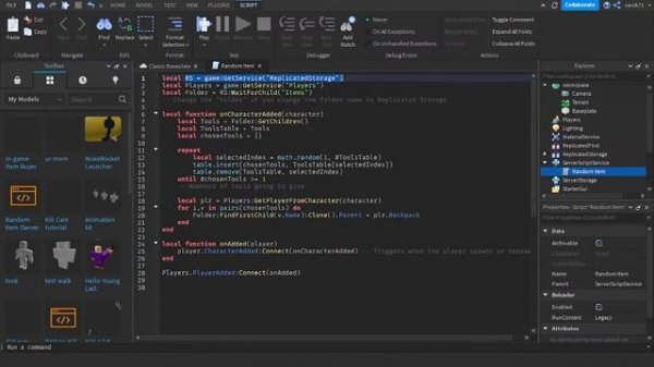 How to make a random item spawn in roblox studio
