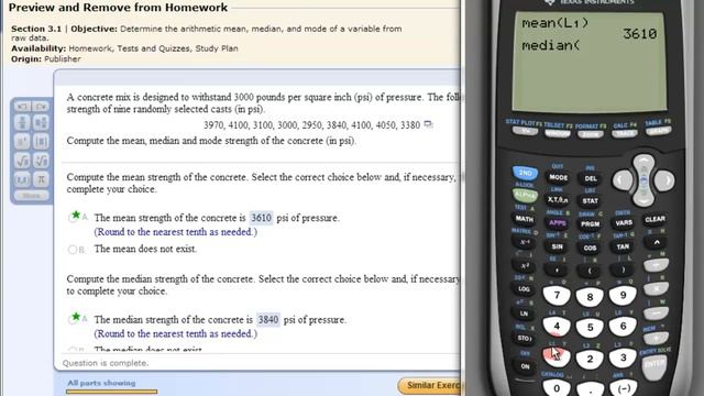 TI 83/84 Calculator Mean Median Mode смотреть онлайн
