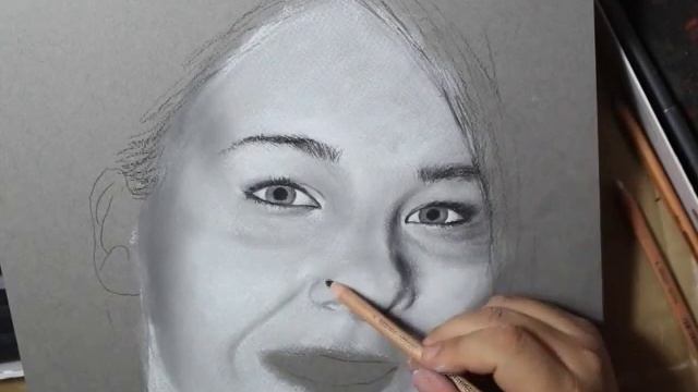 Speed Drawing Pastel Portrait "Lui" in Black & White смотреть онлайн