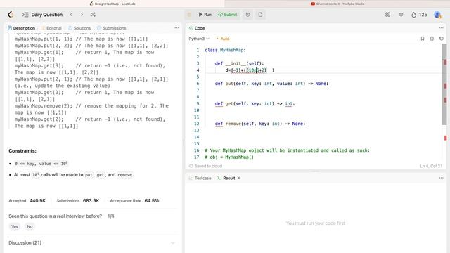 LeetCode 706 Design HashMap Python смотреть онлайн