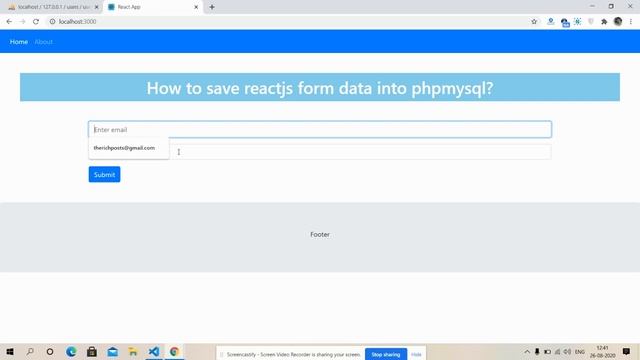 Reactjs save form data in PHP MySQL смотреть онлайн