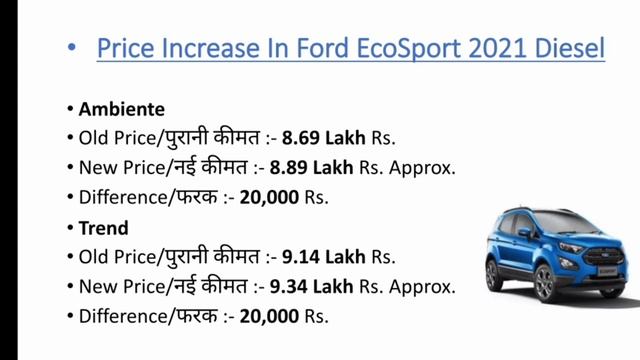 New Ford EcoSport 2021 Price Increased | नई Ford EcoSport हुई महंगी | All Variants Prices Explained смотреть онлайн