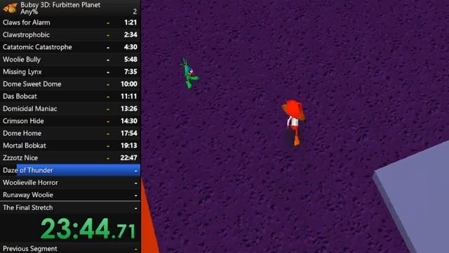 Bubsy 3D: Furbitten Planet - Any% (Glitchless) in 47:16.09 смотреть онлайн
