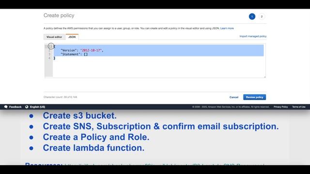 AWS S3 Bucket, Lambda Function with Simple Notification Service (SNS) смотреть онлайн